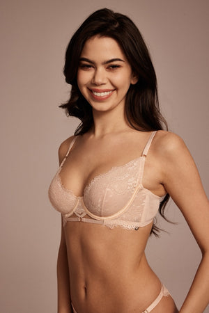 Elderweiss Lingerie Set Bra Panties Top Beige